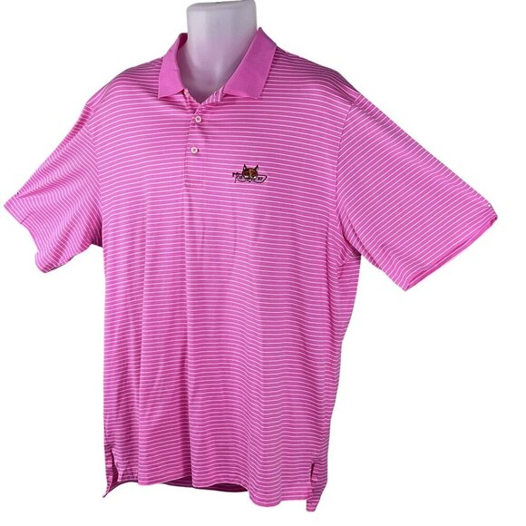 Polo Golf Ralph Lauren Mens XL Pink Striped Pima Cotton Fox Embroidery Preppy - Picture 5 of 14